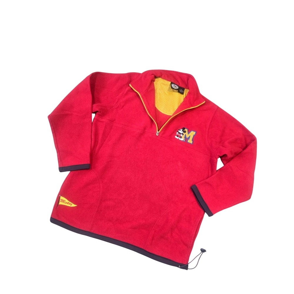 Mickey & Co. Red Fleece Jacket Medium Yellow Lining Disney Mickey Mouse Adult